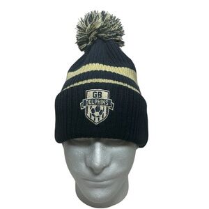 Nike GB DOLPHINS Knit Embroidered Navy Gold Cuffed Pom Pom Unisex Beanie Hat OS